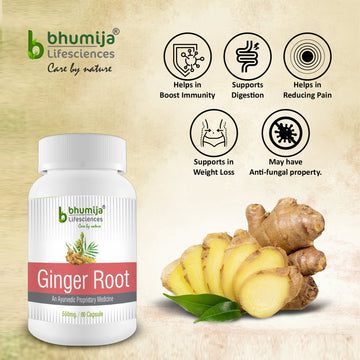 Bhumija Lifesciences Ginger Root 60 Capsules (Bottle 1)